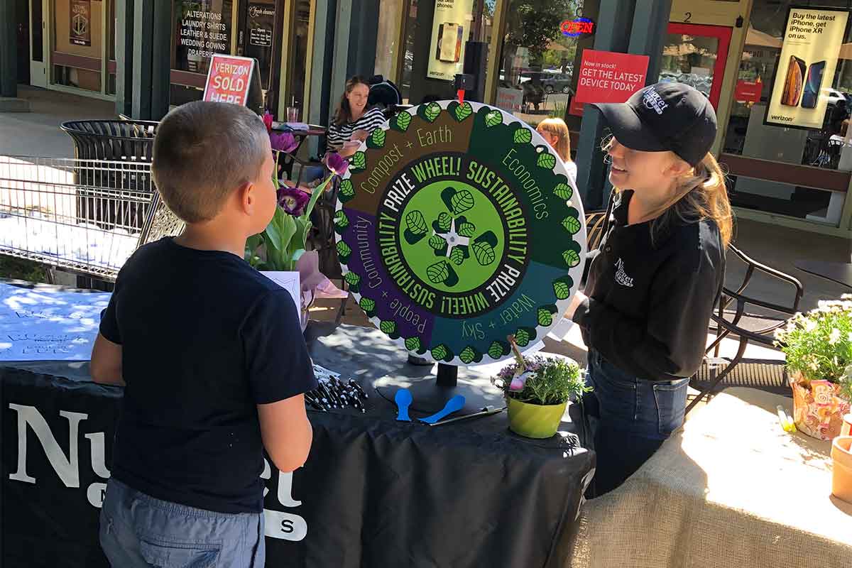 Nugget Markets Sustainability coordinator with guest on Earth Day