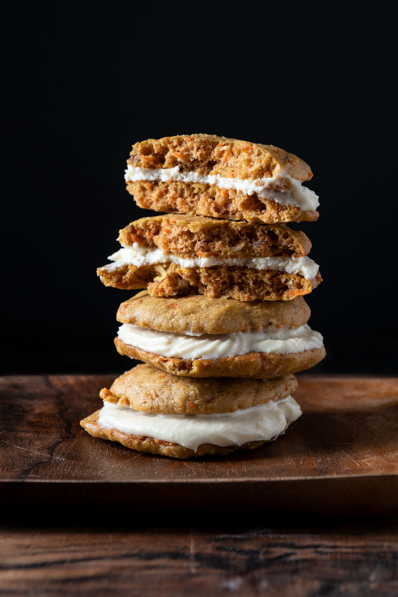 stack of carrot cake whoopie pies