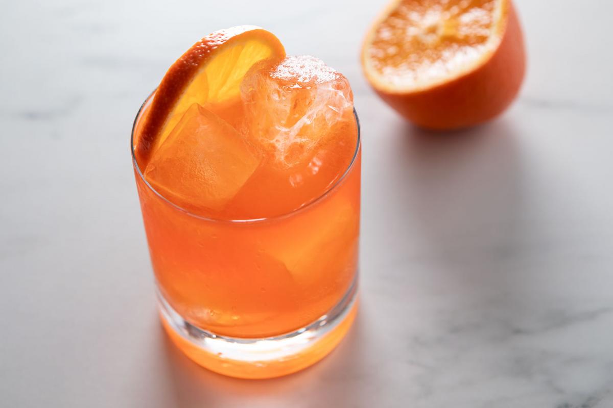 aperol rosé cocktail with orange