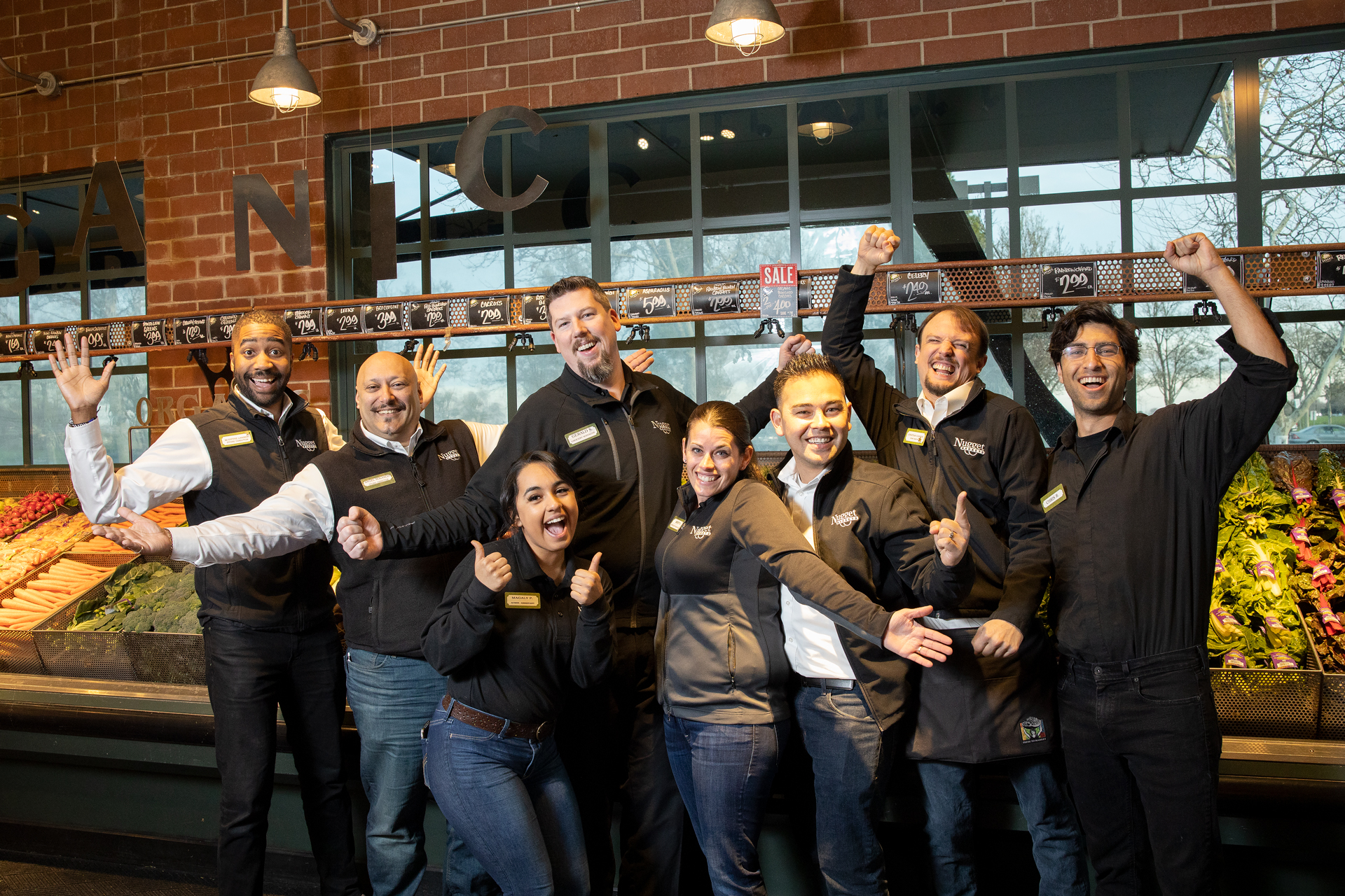 excited nugget markets associates inside store 12 in Davis 