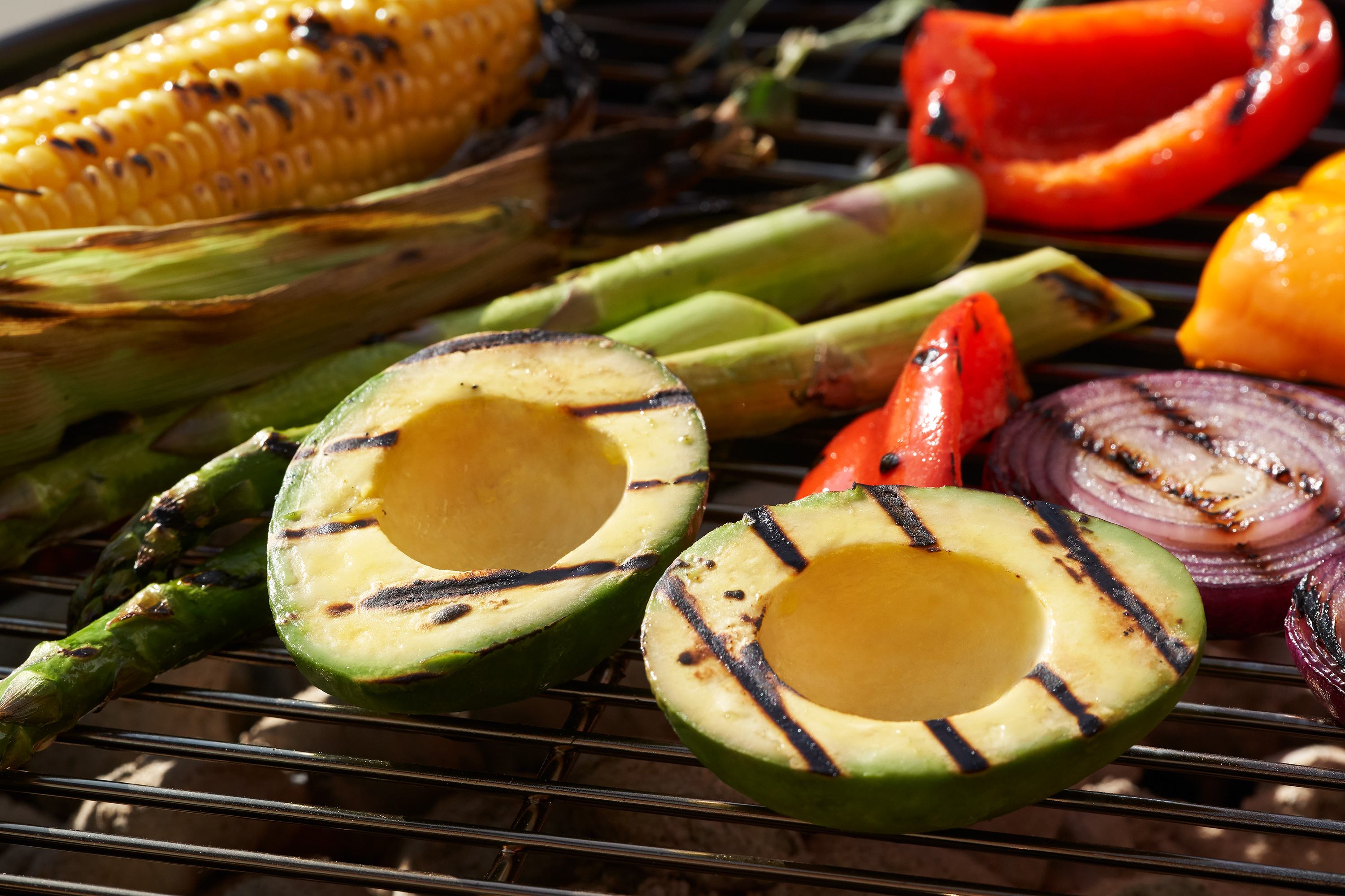 Grilled California Avocados with other veggies