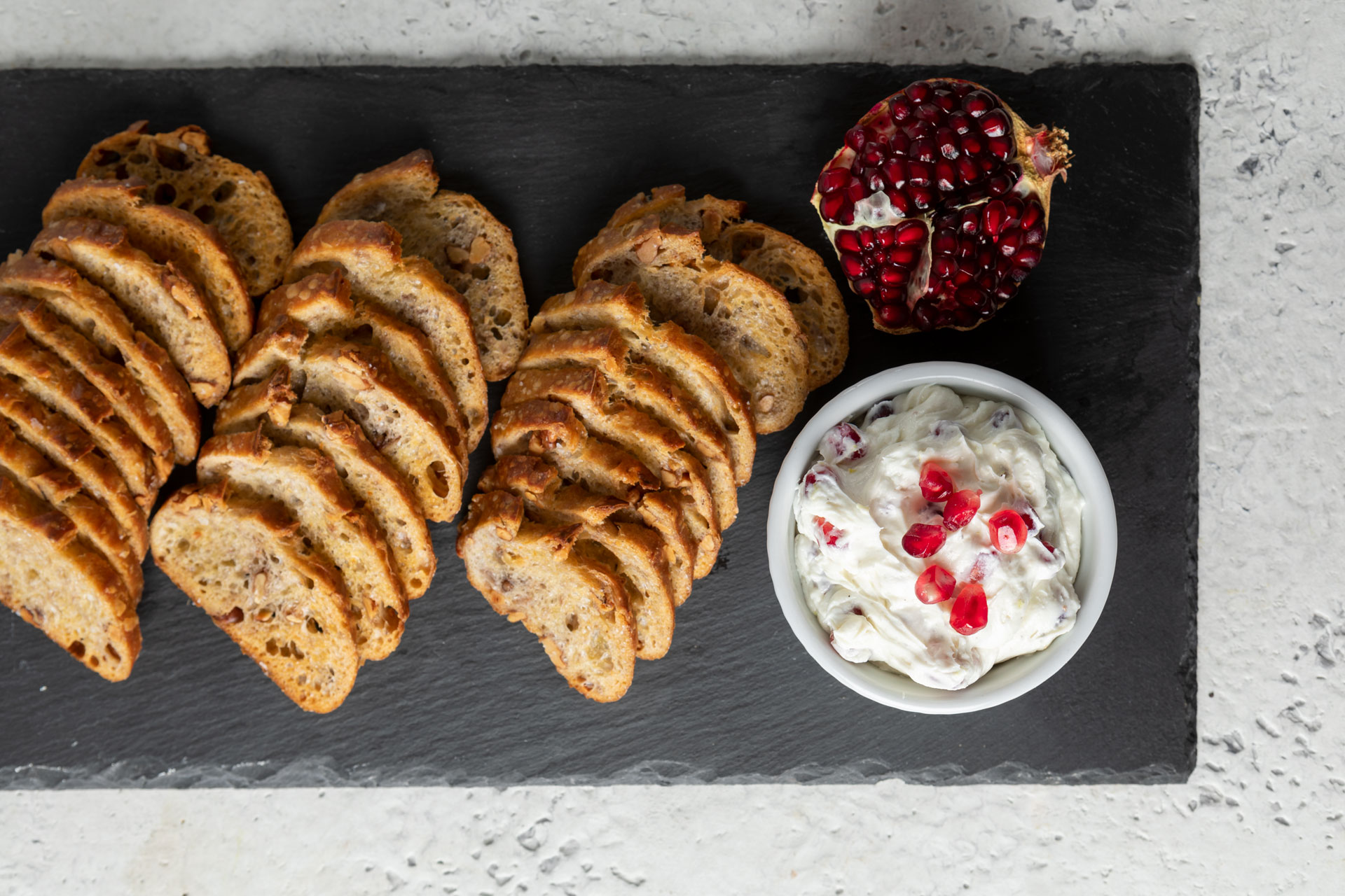 Whipped Goat Cheese & Pomegranate Dip with Crostini