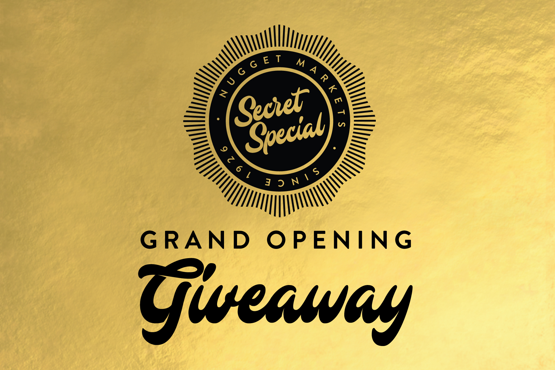 secret special logo and text: grand opening giveaway