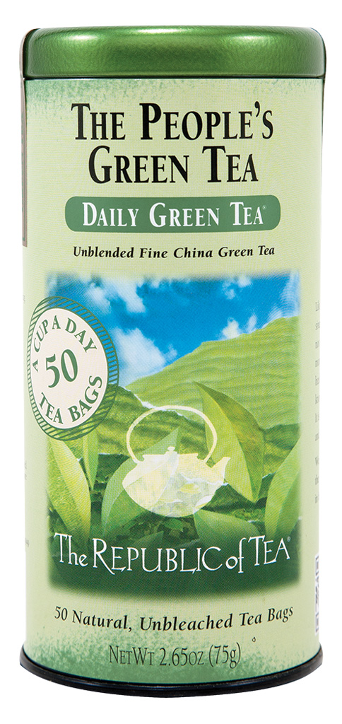 Green A treasure of China and Japan and now of America, green tea leaves are heated or steamed immediately after harvest, producing an all–natural flavor with nourishing antioxidants. Try The People’s Daily Green Tea.