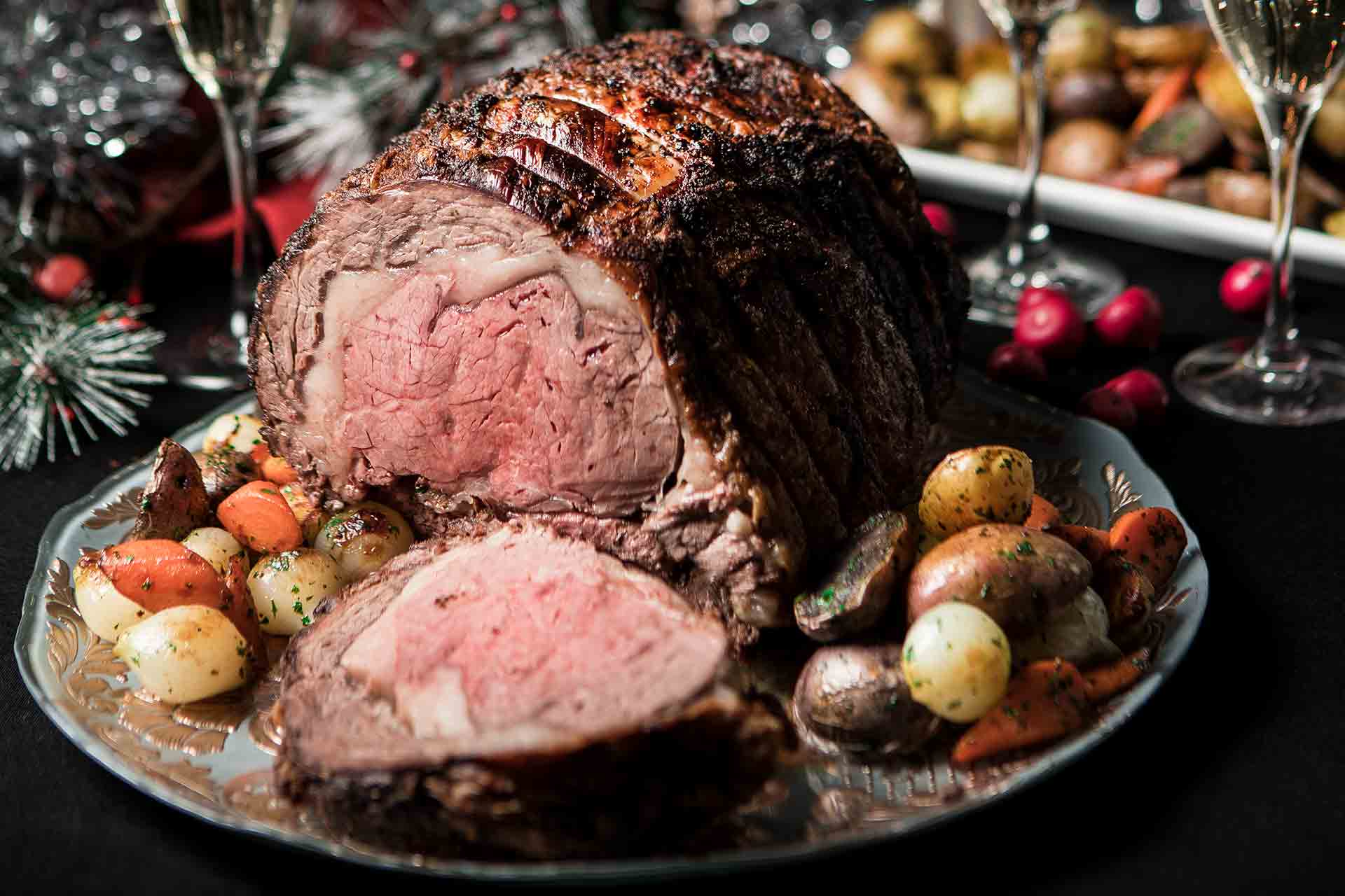standing rib roast with holiday vibe