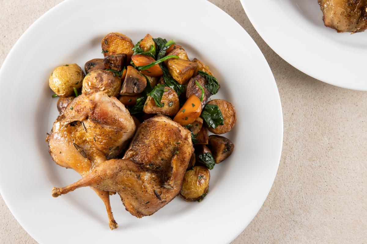 quail with roasted vegetables