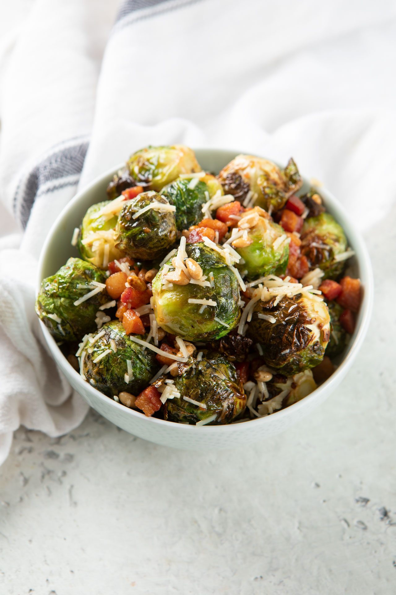 Roasted Brussels Sprouts with Pancetta & Pecorino Romano