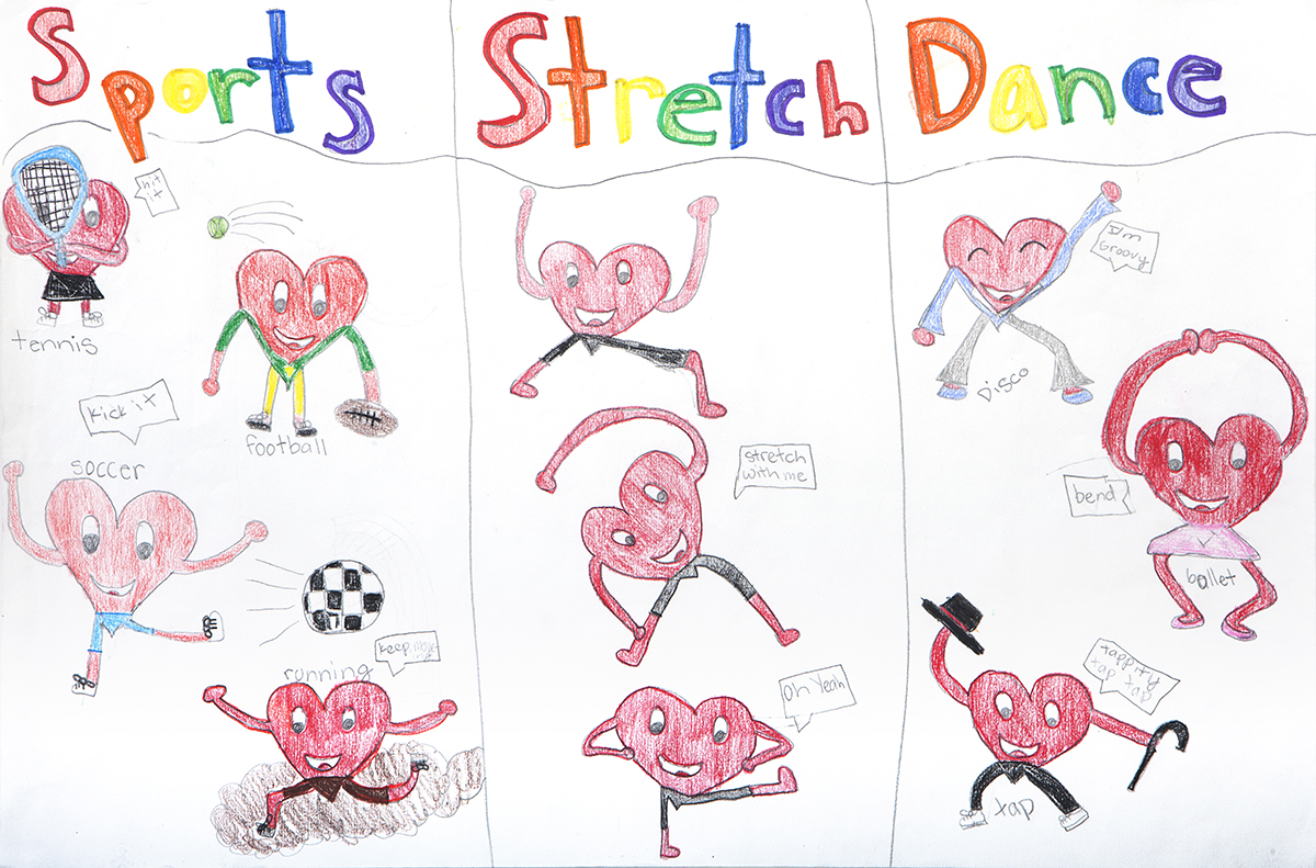 Theme: What activities keep your heart healthy and strong? Winner: Maya Nambisan, Grade 4, Jackson Elementary School, El Dorado Hills, CA
