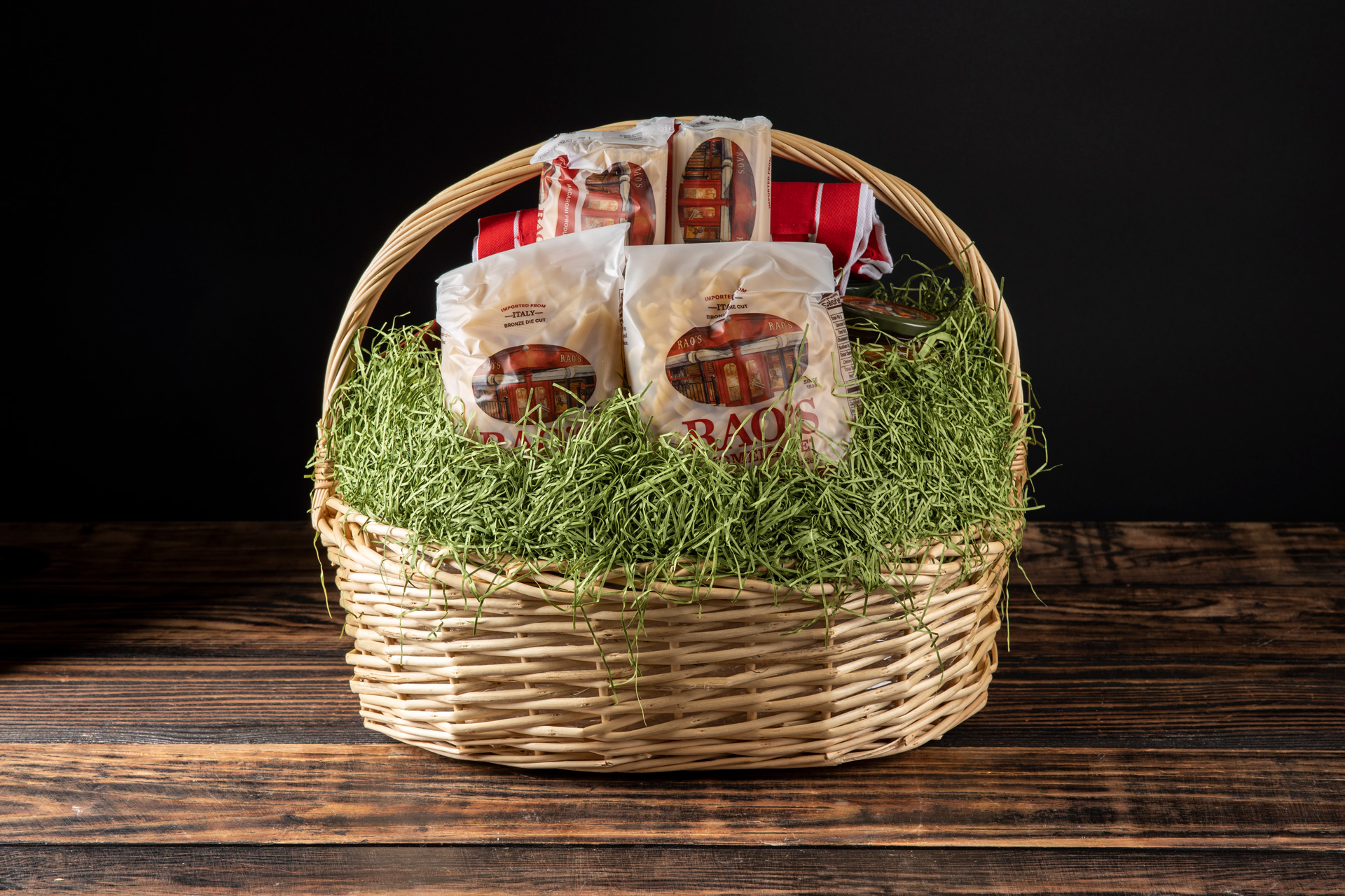 Rao's homemade gift basket filled with pasta and sauce products