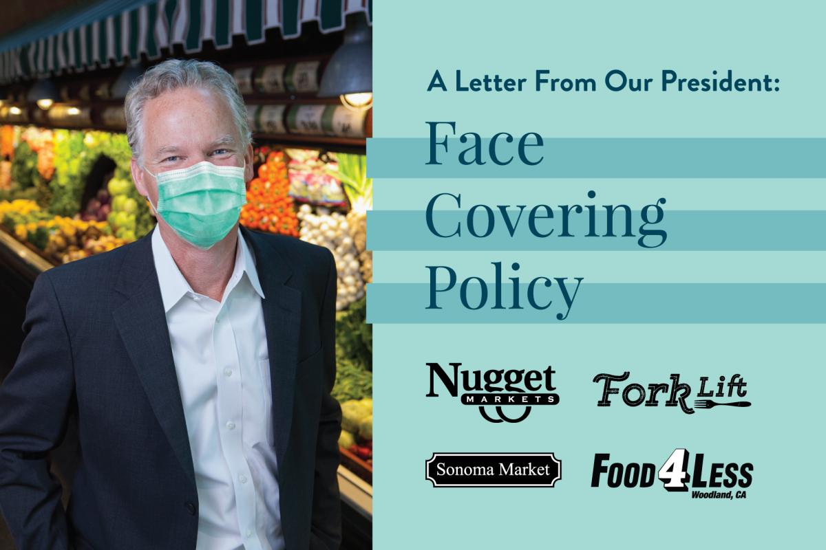 photo of Eric Stille with mask and text saying a letter from our president: face covering policy