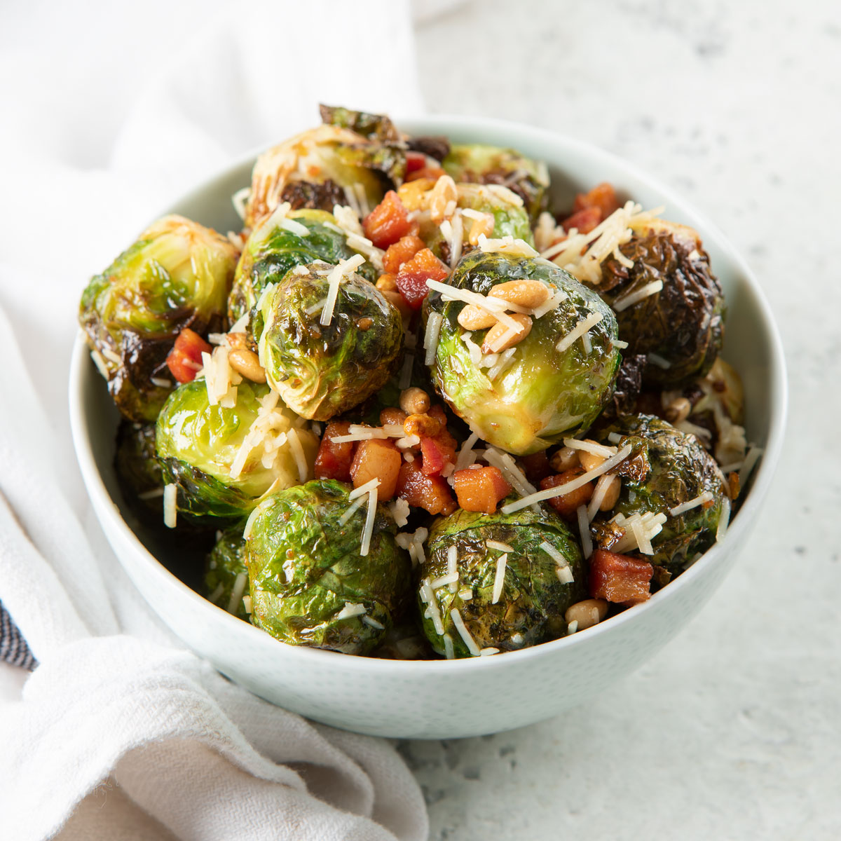 Roasted Brussels Sprouts with Pancetta & Pecorino Romano